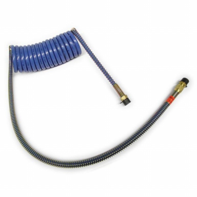 Blue Coiled Air Brake Hose, 15 Ft. Long, One 40" Lead, One 12" Lead