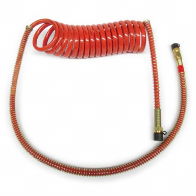 Red Coiled Air Brake Hose, 15 Ft. Long, One 40" Lead, One 12" Lead