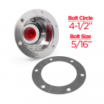 6-Hole Truck Front Axle Hub Cap, 4.50" Bolt Circle, Includes Rubber Plug and Gasket