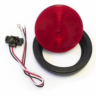 4RKIT 4" Round Red Incandescent Stop-Tail-Turn Signal Light With Grommet & Plug