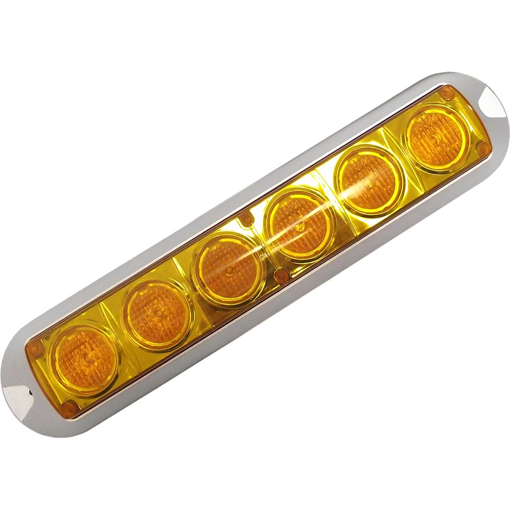Amber Warning Strobe Light - 6 LED Surface Mount 10-30V DC Flash Light
