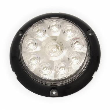 423C 10 LED Surface-Mount Backup Light, Clear Lens, White LEDs, 4" Round