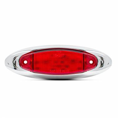 181R Red 6.7 Inch Oval LED Marker Light with Red Stripe Lens