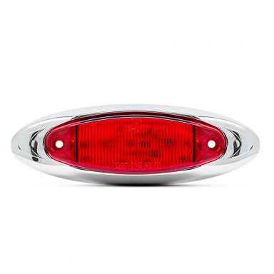 Red 6.7 Inch Oval LED Marker Light with Red Stripe Lens
