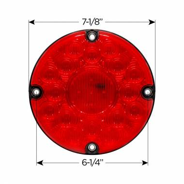 71R 17 LED Stop-Tail-Turn Signal Light, Red Lens, Red LEDs, 9-32 Volts DC, 7" Round