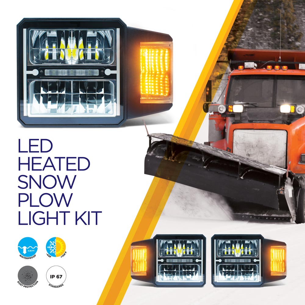 Pro Trucking Products Five Function LED Heated Snow Plow Headlight Kit