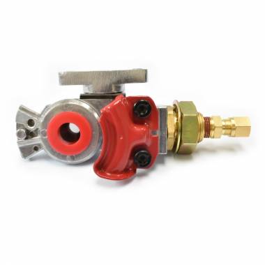 Red Emergency Gladhand with Shutoff and Built-In Bulkhead Fitting