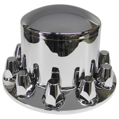Drive Axle Chrome ABS Hub and Nut Cover Assy with Ten 33mm Thread-On Lug Nut Covers