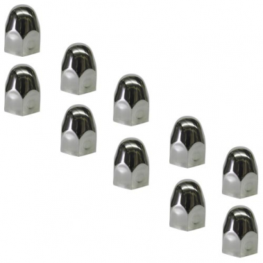 Ten 1-1/2" x 2" Stainless Steel Lug Nut Covers