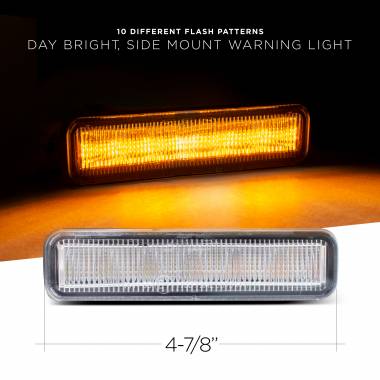 376A Side Mounted Amber Warning Light, 10 Flash Patterns, Multi-Light Functionality
