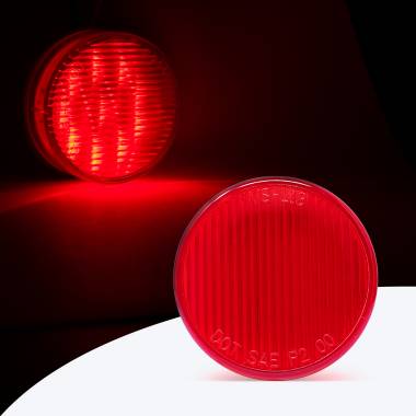 200RS Red 2" Round Marker Light with Stripe Lens, 10 Red LEDs