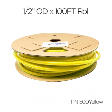 1/2" O.D. Yellow Nylon Air Brake Tubing, 100' Roll