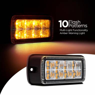 389A Super Bright LED Warning Light With Amber Flash, 10 Flash Patterns, Multi-Light Functionality