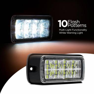 389C Super Bright LED Warning Light With White Flash, 10 Flash Patterns, Multi-Light Functionality