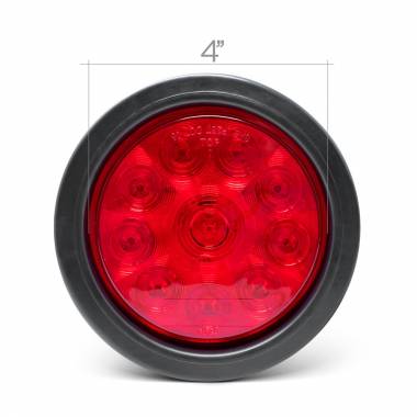 410RKIT 10 LED 4" Round Stop-Tail-Turn Light With Grommet & Plug, Red Lens, Red LEDs