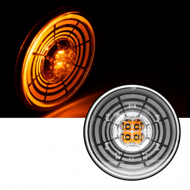 Tunnel Vision LED Turn Signal Light, Clear Lens, Amber LEDs, 4" Round