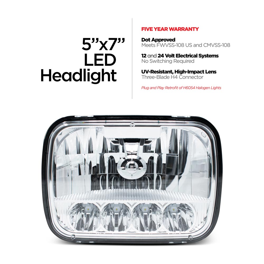 RIDROID 5.75" Round Glass Headlight Housing Pair For H4 LED/HID/Halogen - H5006 H5001 Style
