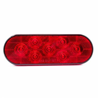 607R24V 6" Oval 7 LED Stop-Tail-Turn Signal Light, Red Lens, Red LEDs, 10-30 Volts