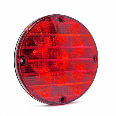 8 LED Bus Warning Strobe Light, Red Lens, Red LEDs, 7" Round