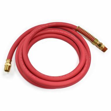 15' Red Rubber Air Brake Hose Assembly, 3/8" I.D. with 1/2" NPT Fittings