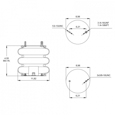 Triple Convoluted Air Spring, Replaces Watson & Chalin AS-0075 & Firestone W01-358-8018