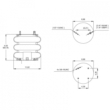 Triple Convoluted Air Spring, Replaces Firestone W01-358-8033 and Hendrickson Trailer S14487
