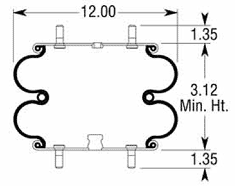 Double Convoluted Air Bag, Replaces Neway 90557014 Air Spring