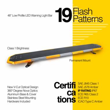 SLP1048 48" Low Profile Amber LED Warning Light Bar With SW4 Mini Controller