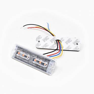 3674AC 6 LED Low Profile Amber/White Light Head, 10-30V, 19 Flash Patterns