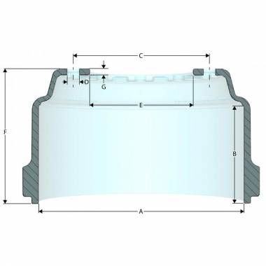 16.50" x 7.00" Brake Drum, 10 Hole - 11.25" BC, 8.53" Pilot, Stud Pilot, Outboard