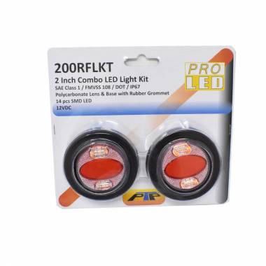 Pair of 200RFLKT 2" Round Red LED Marker Lights With Amber Warning Flash Function