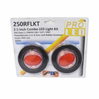 Pair of 250RFLKT 2-1/2" Round Red LED Marker Lights With Amber Warning Flash Function