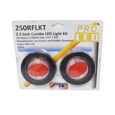 Pair of 250RFLKT 2-1/2" Round Red LED Marker Lights With Amber Warning Flash Function