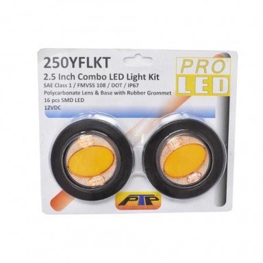 Pair of 250YFLKT 2-1/2" Round Amber LED Marker Lights With Amber Warning Flash Function