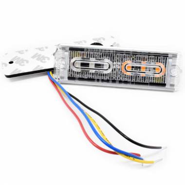 3674AB 6 LED Low Profile Amber/Blue Light Head, 10-30V, 19 Flashing Patterns