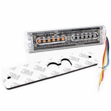 3675AB 12 LED Low Profile Amber/Blue Light Head, 10-30 Volt, 19 Flash Patterns