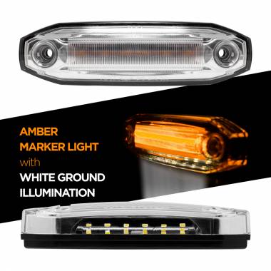 6980A Amber LED Side Marker Light With White Ground Illumination