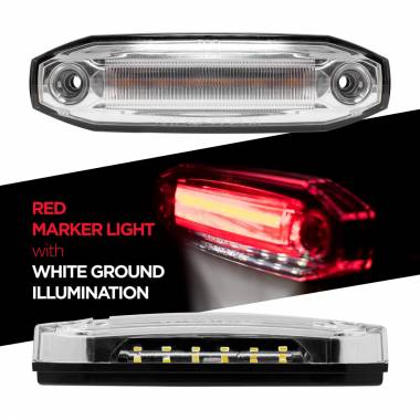 6980R Red LED Side Marker Light With White Ground Illumination