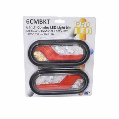 6CMBKT 6" Oval Combination Light Kit, Stop-Tail-Turn, Reverse & Warning Light Functions