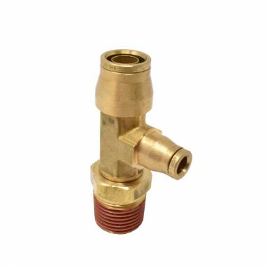 016410 Push-To-Connect Male Run Tee, 1/2" NPT, 1/2" Tube, 1/4" Tube
