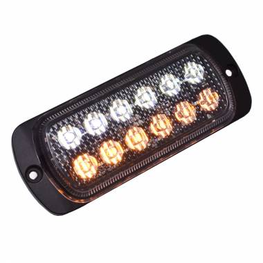 312AC Double Row 12 LED Amber/White Warning Light With 19 Flash Patterns, 10-30 Volt DC