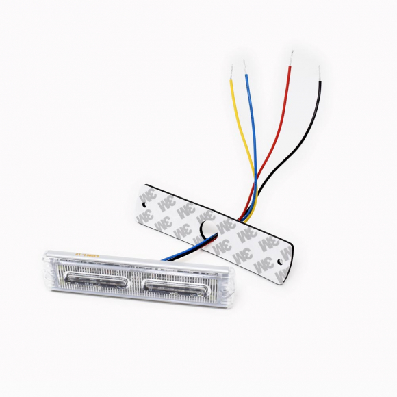 12 LED Low Profile Amber Light Head, 10-30V, 19 Flash Patterns,12 LEDs