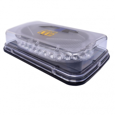 11" Class 1 Amber LED Warning Light Bar, Magnet Mount, 19 Flash Patterns, Clear Lens