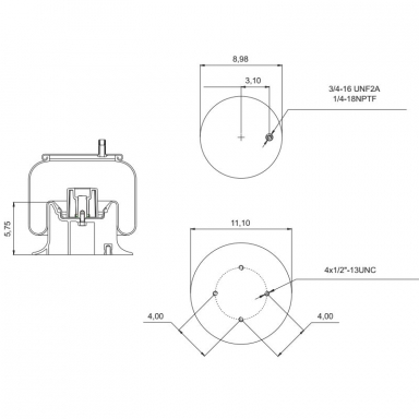 Reversible Sleeve Air Spring, Replaces Hendrickson Trailer S20217 and Firestone W01-358-8944