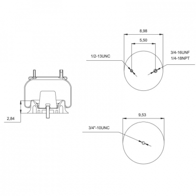 Reversible Sleeve Air Spring, Replaces Hendrickson S11650, Neway 90557001 and Firestone W01-358-9039