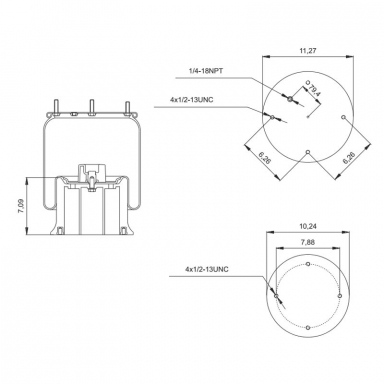 Reversible Sleeve Air Spring, Replaces Neway 90557005, Hendrickson S2063, and Firestone W01-358-9158