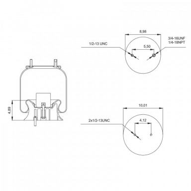 Reversible Sleeve Air Spring, Replaces Reyco 12884-01 and Firestone W01-358-9223