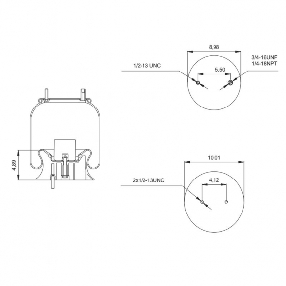 Reversible Sleeve Air Spring, Replaces Reyco 12884-01 and Firestone W01-358-9223