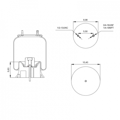 Reversible Sleeve Air Spring, Replaces Neway 90557112, Goodyear 1R12-480, and Firestone W01-358-9243