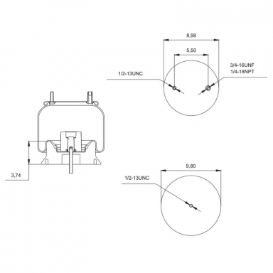 Reversible Sleeve Air Spring, Replaces Neway 90557160 and Firestone W01-358-9366